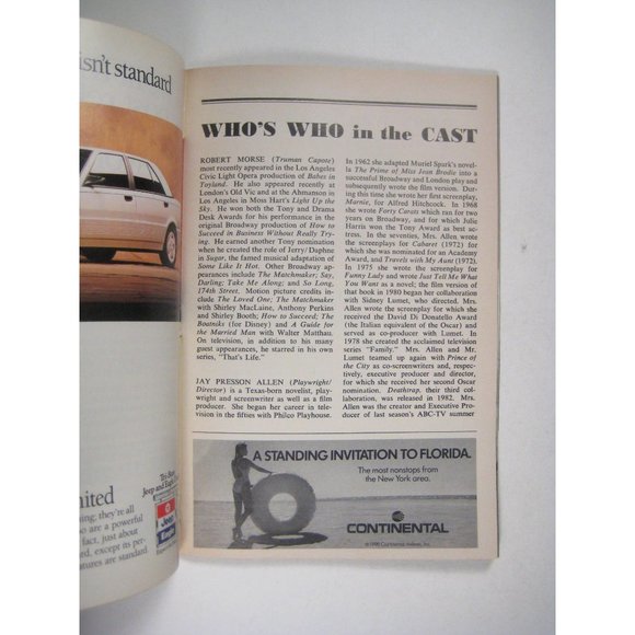 TRU Playbill 1990 Booth Theatre Truman Capote Allen Robert Morse Broadway - Picture 2 of 8